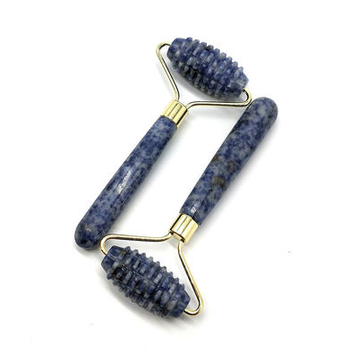 Blue Point Jasper Geruisloze gezichtsrol massager Natuur Jade Rol Massager 128 * 58mm Functie Face Up Massager Natuur