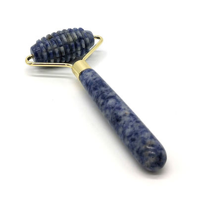 Blue Point Jasper Geruisloze gezichtsrol massager Natuur Jade Rol Massager 128 * 58mm Functie Face Up Massager Natuur