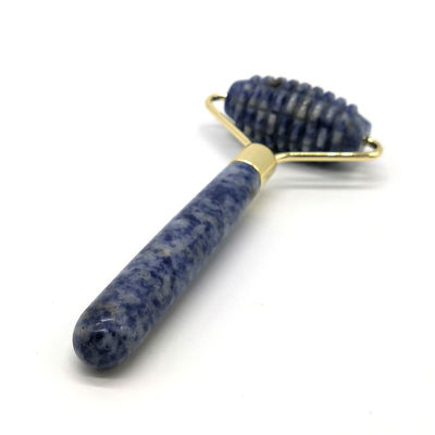 Blue Point Jasper Geruisloze gezichtsrol massager Natuur Jade Rol Massager 128 * 58mm Functie Face Up Massager Natuur