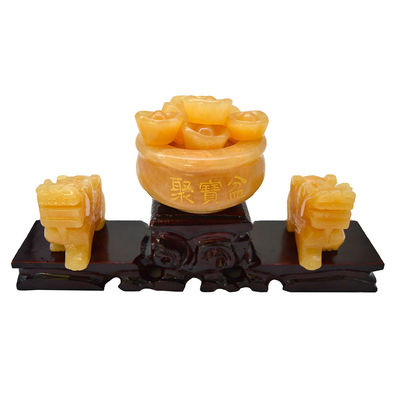 Store Display Gele Jade Pixiu Beeld Fengshui Geschenk voor rijkdom en welvaart