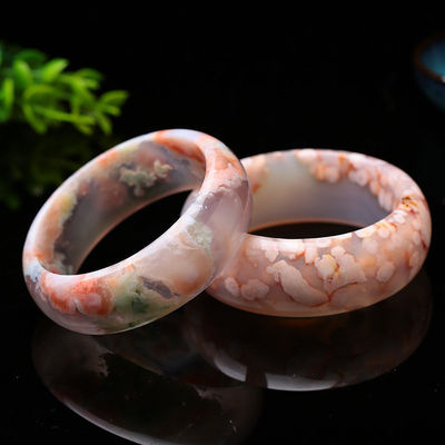 Juwelen Decoratie Natuurlijke Sakura Agate Jade Armband Chalcedonie Kristal IJs Door Armband Vrouwen 52-56mm