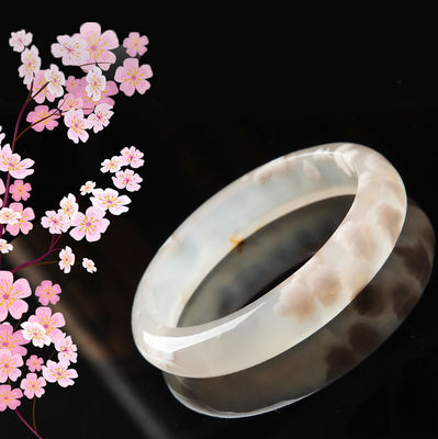 Juwelen Decoratie Natuurlijke Sakura Agate Jade Armband Chalcedonie Kristal IJs Door Armband Vrouwen 52-56mm