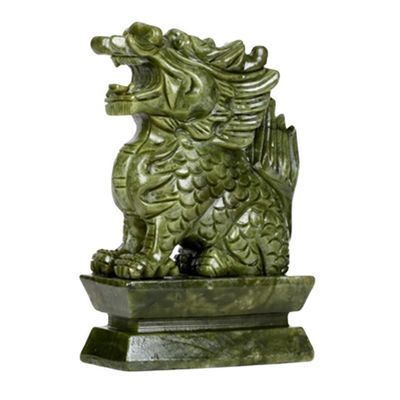 Natuurlijke jadeit Kirin-snijwerk is een perfecte aanvulling op je Aziatisch geïnspireerde collectie.