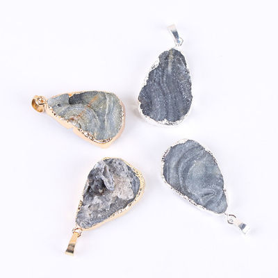 Kunst Collectieve Agate Slice Hanger Zilver/Goud Geplatte Rand Feng Shui Thema Uniek Ontwerp Handgemaakt