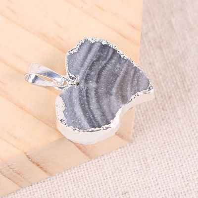 Kunst Collectieve Agate Slice Hanger Zilver/Goud Geplatte Rand Feng Shui Thema Uniek Ontwerp Handgemaakt