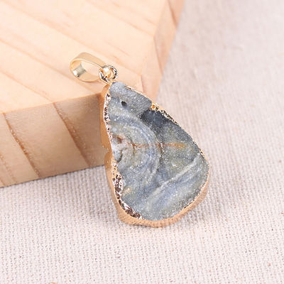Kunst Collectieve Agate Slice Hanger Zilver/Goud Geplatte Rand Feng Shui Thema Uniek Ontwerp Handgemaakt