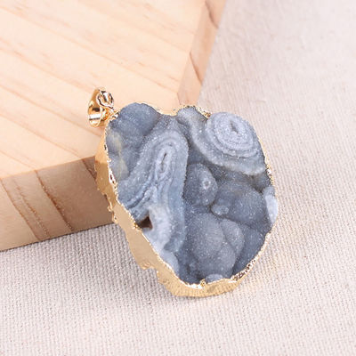 Kunst Collectieve Agate Slice Hanger Zilver/Goud Geplatte Rand Feng Shui Thema Uniek Ontwerp Handgemaakt