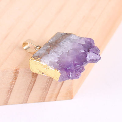 Feng Shui natuurlijke druis kwarts agaat amethist ketting met vergulde hanger en kristallen stenen