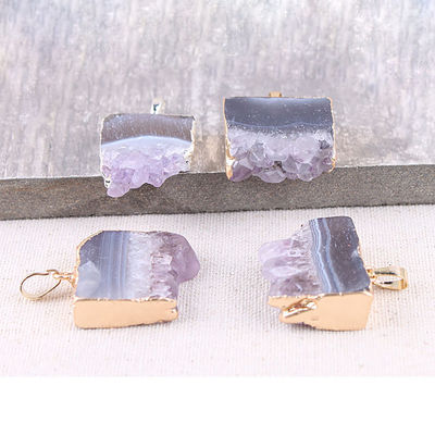 Feng Shui natuurlijke druis kwarts agaat amethist ketting met vergulde hanger en kristallen stenen