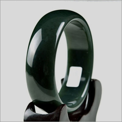 Handgemaakte Hettian Jade Nephrite Groene Armband Armband in Folk-custom stijl 54-65mm met uniek natuurlijk ontwerp