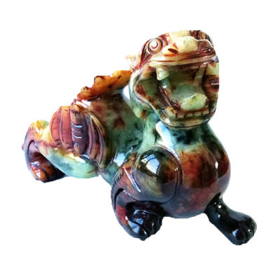 Gepersonaliseerde vorm hand gesneden 22cm Jade Pixiu Draak Groene standbeeld voor Geluks- en Kwaad edelsteen inbegrepen