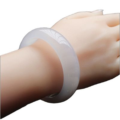 IJswitte Agate Jade Armband Gecertificeerd Chinees Armband 54-66mm Volksgebonden Armbanden 1 Set Regionaal Feature Kunst Collectief