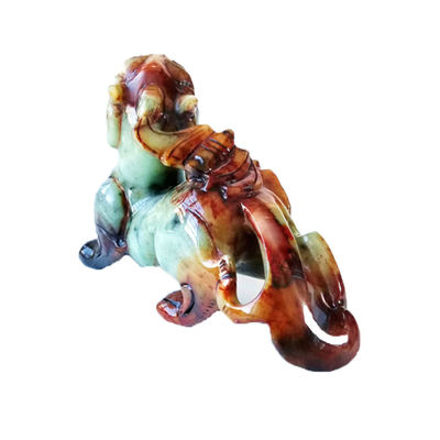 Gepersonaliseerde vorm hand gesneden 22cm Jade Pixiu Draak Groene standbeeld voor Geluks- en Kwaad edelsteen inbegrepen