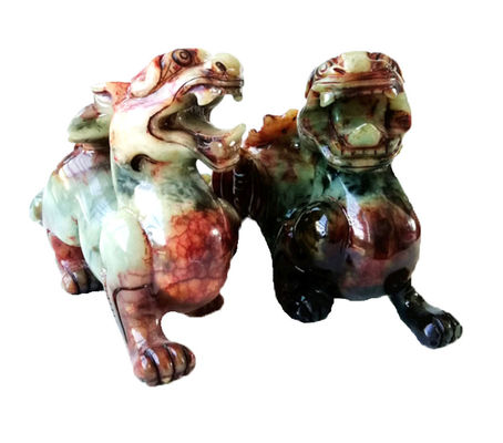 Gepersonaliseerde vorm hand gesneden 22cm Jade Pixiu Draak Groene standbeeld voor Geluks- en Kwaad edelsteen inbegrepen