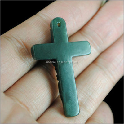 Natuurlijke groene HeTian Jadee hanger gesneden Jezus Christus kruis hanger halsketting mode sieraden voor mannen en vrouwen mode