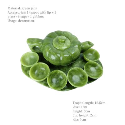Chinese traditionele handwerk jade theepot set met 6 kopjes en 1 jade plaat Limited Edition Gemstone Collection