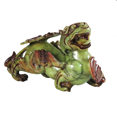 2 stuks Pixiu Chinese Feng Shui ornamenten 20 cm Jade Bat Groen standbeeld Op maat gemaakte vorm Huisversiering