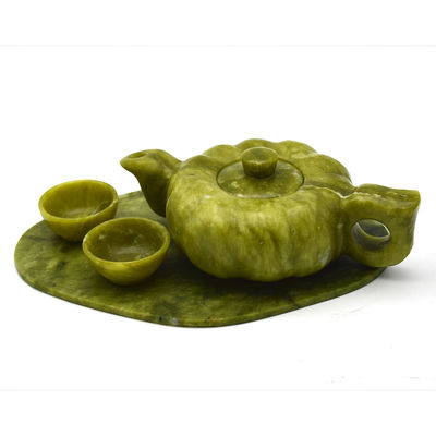Chinese traditionele handwerk jade theepot set met 6 kopjes en 1 jade plaat Limited Edition Gemstone Collection