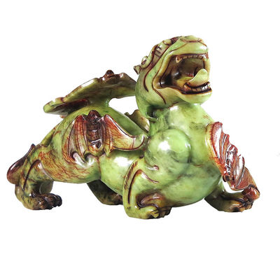 2 stuks Pixiu Chinese Feng Shui ornamenten 20 cm Jade Bat Groen standbeeld Op maat gemaakte vorm Huisversiering