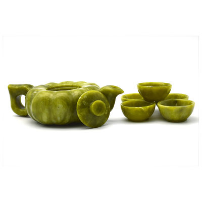 Chinese traditionele handwerk jade theepot set met 6 kopjes en 1 jade plaat Limited Edition Gemstone Collection
