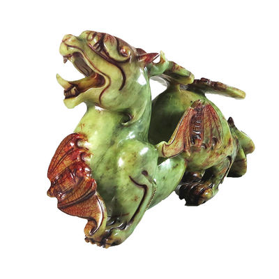 2 stuks Pixiu Chinese Feng Shui ornamenten 20 cm Jade Bat Groen standbeeld Op maat gemaakte vorm Huisversiering