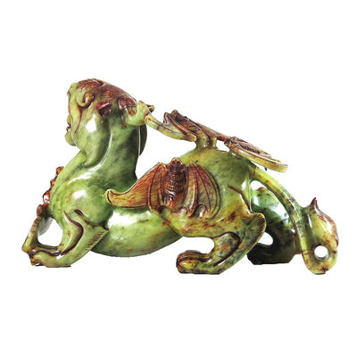 2 stuks Pixiu Chinese Feng Shui ornamenten 20 cm Jade Bat Groen standbeeld Op maat gemaakte vorm Huisversiering