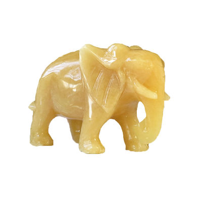 18 cm handgesneden topaas olifant stenen standbeeld kristallen beeld voor huisversiering