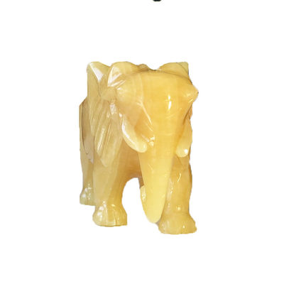 18 cm handgesneden topaas olifant stenen standbeeld kristallen beeld voor huisversiering