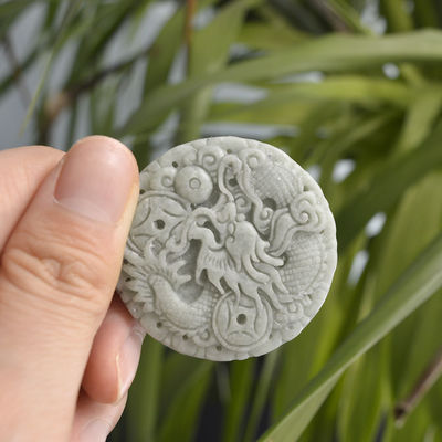 Traditionele Chinese stijl ronde Birma smaragd jadeit jade steen draak hanger natuurlijke charme hangers voor mannen en vrouwen