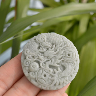 Traditionele Chinese stijl ronde Birma smaragd jadeit jade steen draak hanger natuurlijke charme hangers voor mannen en vrouwen