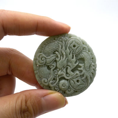 Traditionele Chinese stijl ronde Birma smaragd jadeit jade steen draak hanger natuurlijke charme hangers voor mannen en vrouwen