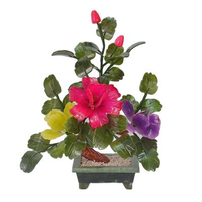 Voeg een vleugje elegantie toe aan uw huis met 3 pioenenbloemen natuurlijke jade potplanten