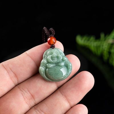 Art Collectible High Class Jade Buddha Carved Jadeite Buddha Hanger voor halsketting thema
