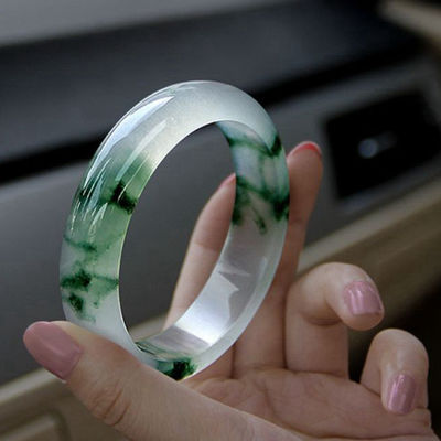 50-62mm Andere A Floating Flower Jade Armband van Natuurlijke Smaragd Jade Folk BANGLES 1 stuk