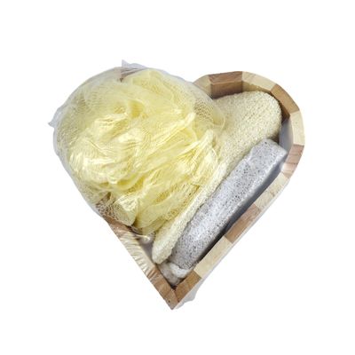 Lichaamsreinigingsapparatuur natuurlijke houten liefdesvorm bad set voor spa-ervaring