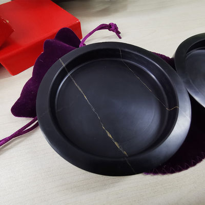 Klassieke stijl handwerk op maat natuurlijke zwarte ronde marmeren bekertjes voor hotelhuisversiering