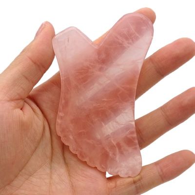 Custom Logo Natuurlijke Rozenkwarts Gua Sha Body Massage Tool voor zelf huidverzorging en gezichtsgezondheid