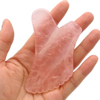 Custom Logo Natuurlijke Rozenkwarts Gua Sha Body Massage Tool voor zelf huidverzorging en gezichtsgezondheid