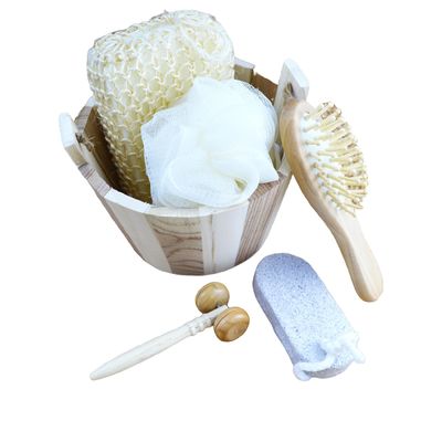 Lichaamsmassager set vat bad vijf stukken met puimsteen gezichtsmassager shampoo kam toilet spons en douche pouf