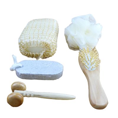 Lichaamsmassager set vat bad vijf stukken met puimsteen gezichtsmassager shampoo kam toilet spons en douche pouf