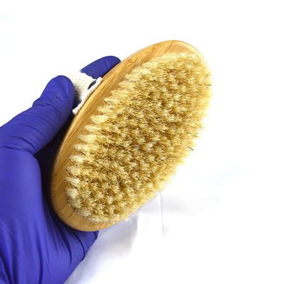Natuurlijke houten handgreep varkensborstel exfoliërende huid bamboe douche badborstels lichaam droog borstel lichaam borstel voor diep reiniging