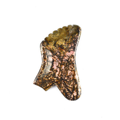 Aanpasbare Rhodonite Stone Gua-Sha Tool Roze en Zwarte Gezichtsmassageur voor nek/schouder/rug/beenverlichting