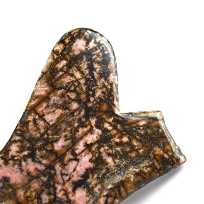Aanpasbare Rhodonite Stone Gua-Sha Tool Roze en Zwarte Gezichtsmassageur voor nek/schouder/rug/beenverlichting