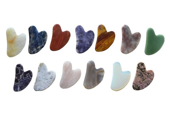 75*50mm Rozenkwarts Jade Bian steen Beeldhouwend Hart Gua Sha Gezicht Beeldhouwend Gereedschap voor Nek Achter Achter schouder Massage Anti-aging