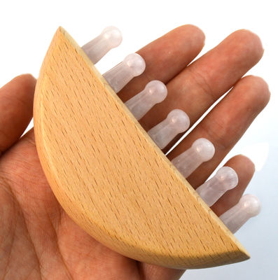 Houten Rozenkwarts Jade Guasha Haar Meridian Massage Kam Scalp Gua Sha Massager Haar Massage Kam met Gua Sha Functie