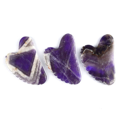 2024 Trending Massage Tools Heart Shape Natural Amethyst Gua Sha Met Tanden Custom Logo Guasha Body Self Skin Care