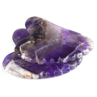 2024 Trending Massage Tools Heart Shape Natural Amethyst Gua Sha Met Tanden Custom Logo Guasha Body Self Skin Care