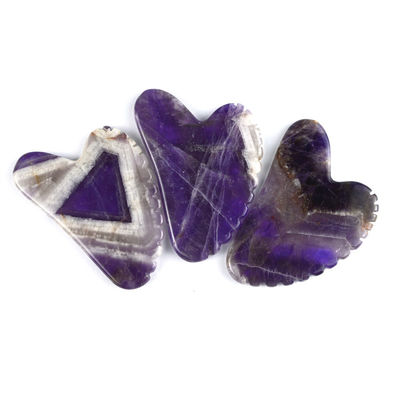 2024 Trending Massage Tools Heart Shape Natural Amethyst Gua Sha Met Tanden Custom Logo Guasha Body Self Skin Care