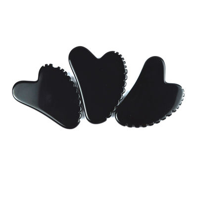 Natuurlijke hartvorm Obsidian Gua Sha Massage Scraping Tool Met Tanden Gezichtsschoonheid Massager Huid Spa Tool voor huidverzorging