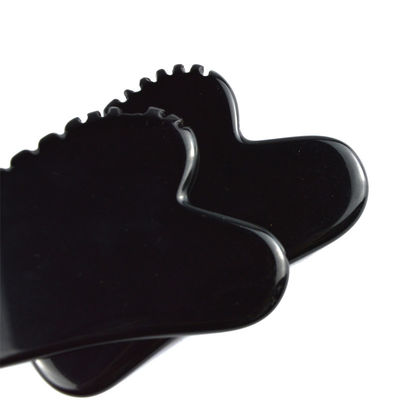 Natuurlijke hartvorm Obsidian Gua Sha Massage Scraping Tool Met Tanden Gezichtsschoonheid Massager Huid Spa Tool voor huidverzorging